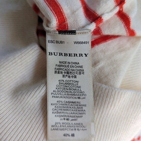 AUTH Burberry Striped Sweater Embroidered Logo Cotton Cashmere Blend Size XS/S - Picture 3 of 9